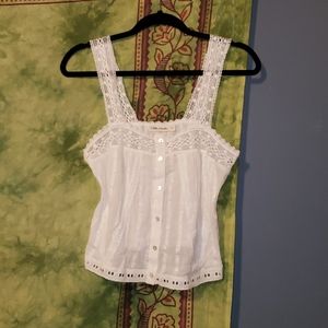 Chloe&katie lace crochet top with mother of pearl